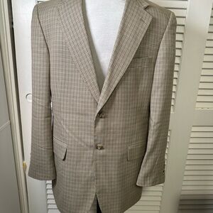 Meeting Street Men's Beige Glen Plaid Blazer - Classic Tailored Style